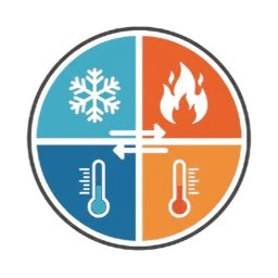 Heating and cooling service icon for centralized indoor comfort